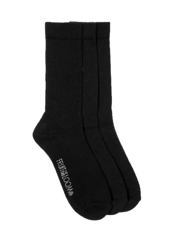 Fruit of the Loom Men Black Pack of Three Socks