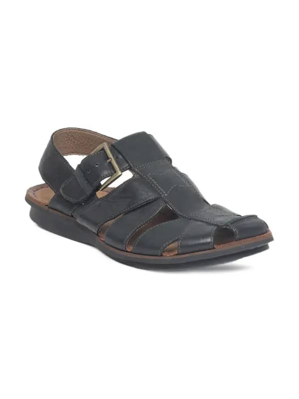 Clarks Men Black Leather Closed Sandals