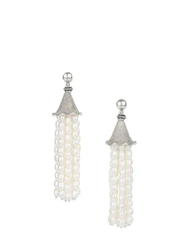 Rreverie Silver & White Earrings