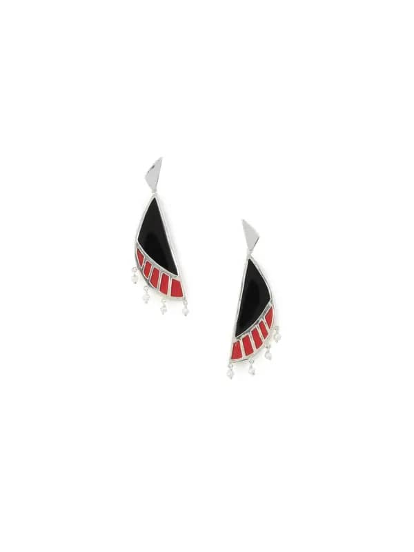 Rreverie Silver & Black Earrings