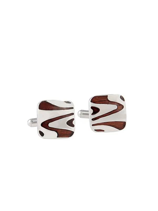 Revv Men Steel and Brown Cufflinks
