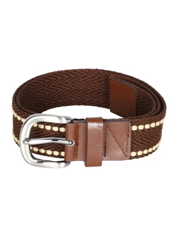 Fastrack Men Coffee Canvas Beige Stiches Belt