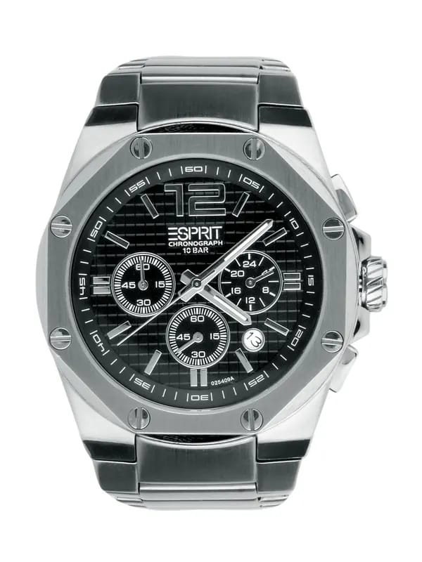 Esprit Men Octo Chrono Silver Black Steel Watches