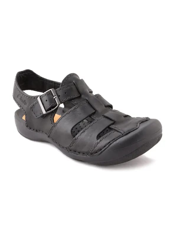 Clarks Men Leather Black Sandals