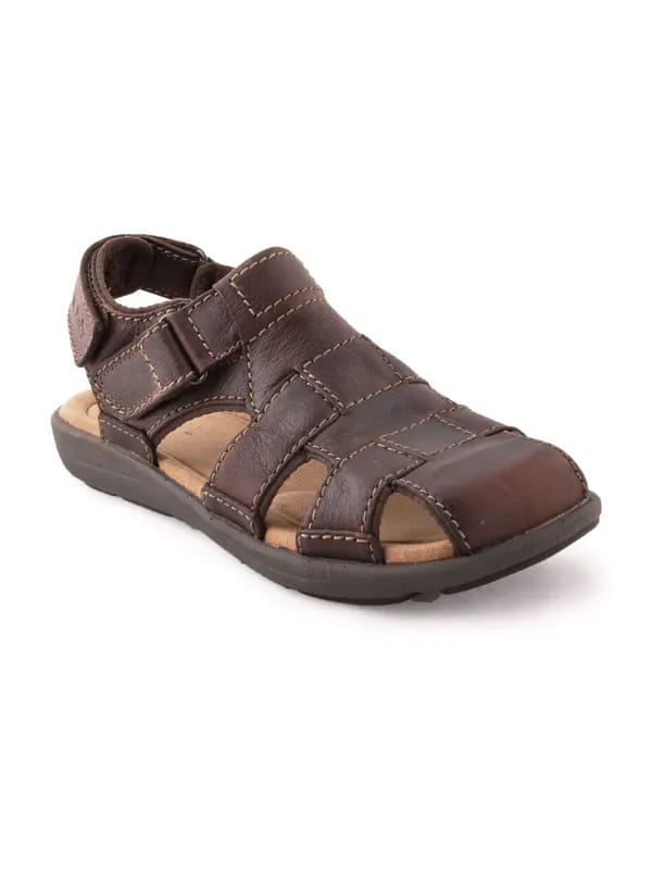 Clarks Men Leather Brown Sandals