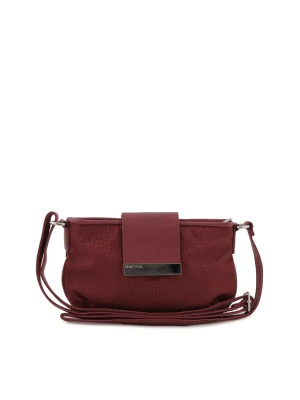 United Colors of Benetton Women Solid Maroon Handbags