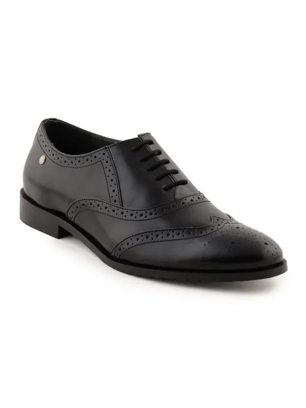 Enroute Men Leather Black Formal Shoes