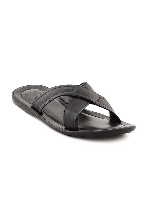 Enroute Men Leather Black Sandals