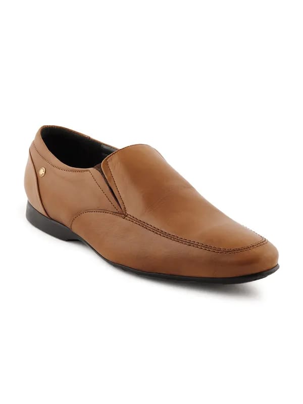 Enroute Men Leather Tan Formal Shoes