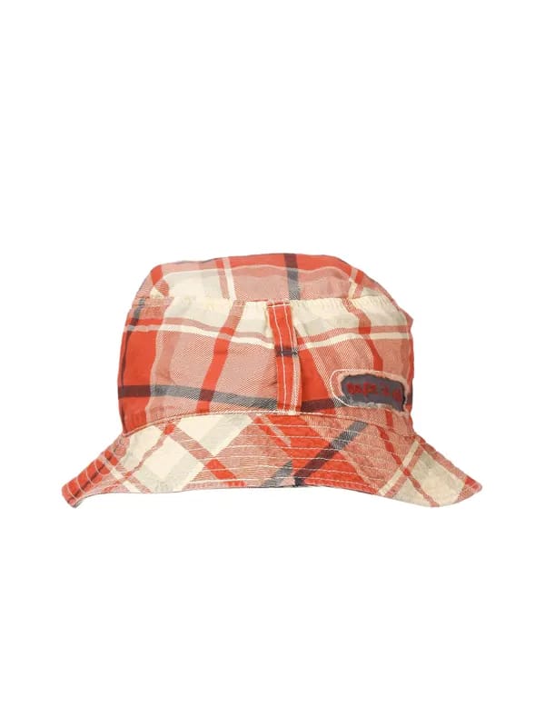 Probase Women Checked Orange & Red Cap