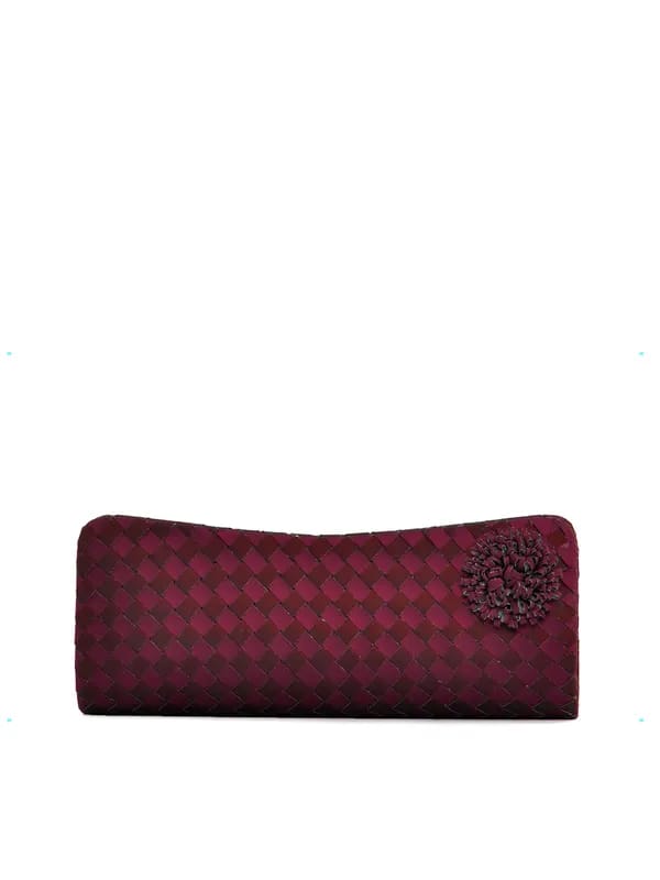 Spice Art Women Hand Woven Maroon Clutch