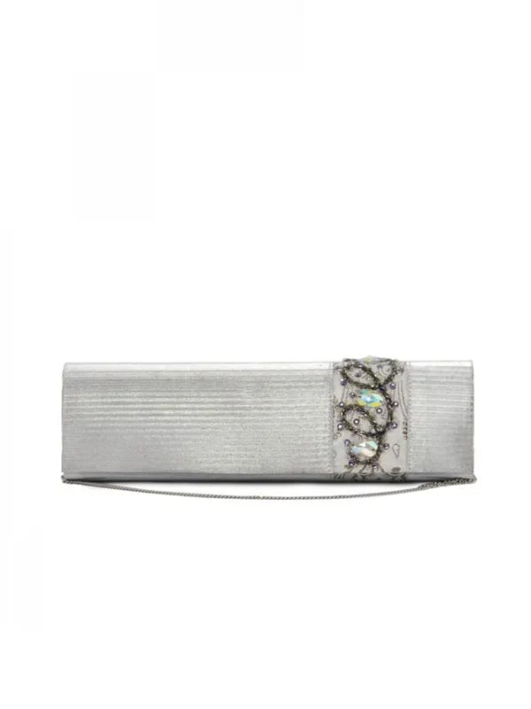 Spice Art Women Shimmer Silver Clutch