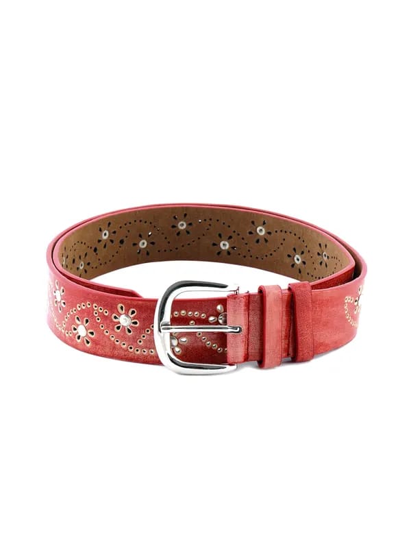 Lino Perros Women Flower Design Red Belt