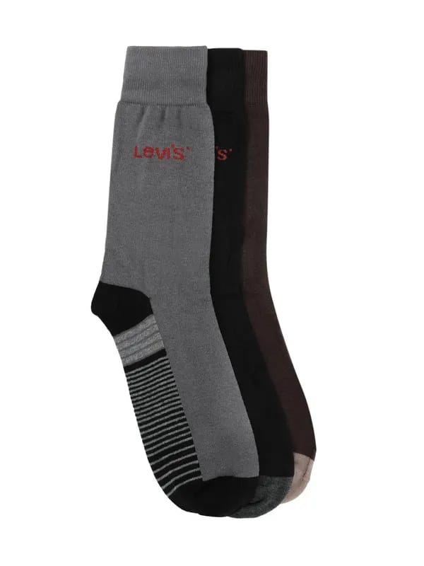 Levis Men Fader Stripes Flat Knit Crew Pack of 3 Socks