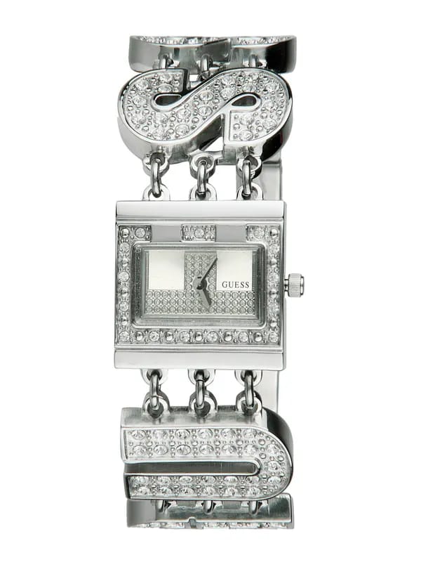 Guess Women Steel-Toned & Stone-Studded Dial Watch W10264L1