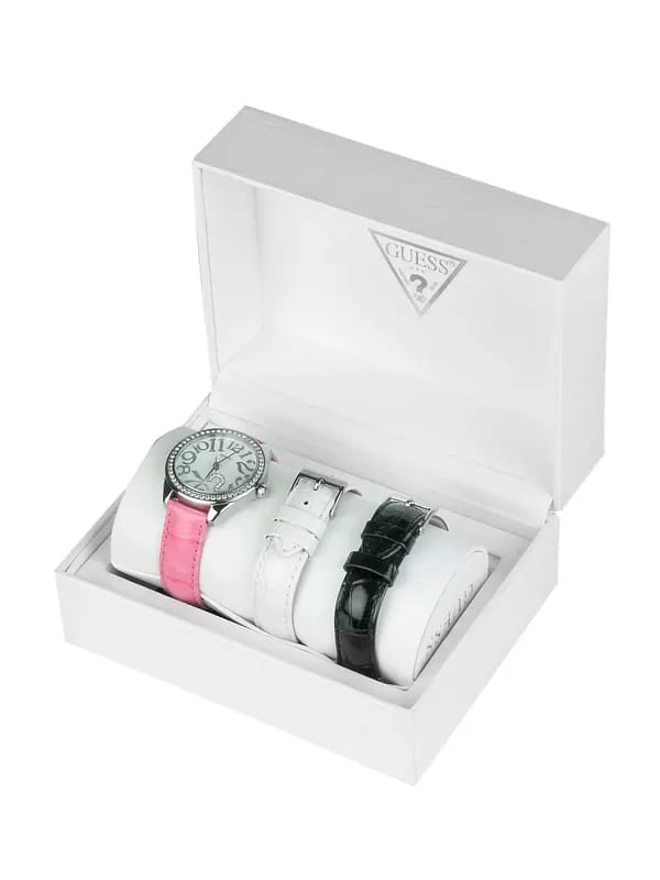 Guess Women Mini Quiz White Dial Watch with Interchangeable Straps W11130L1