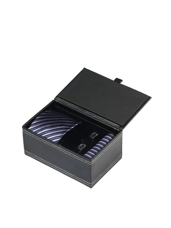 Turtle Men Formal Navy Blue Tie, Cufflink and Pocket Square Combo Set