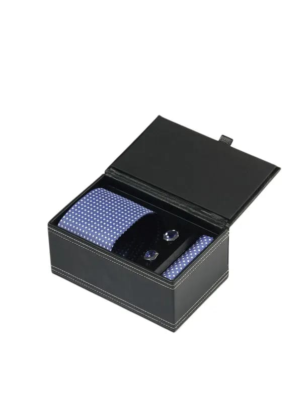Turtle Men Formal Blue Tie, Cufflink and Pocket Square Combo Set