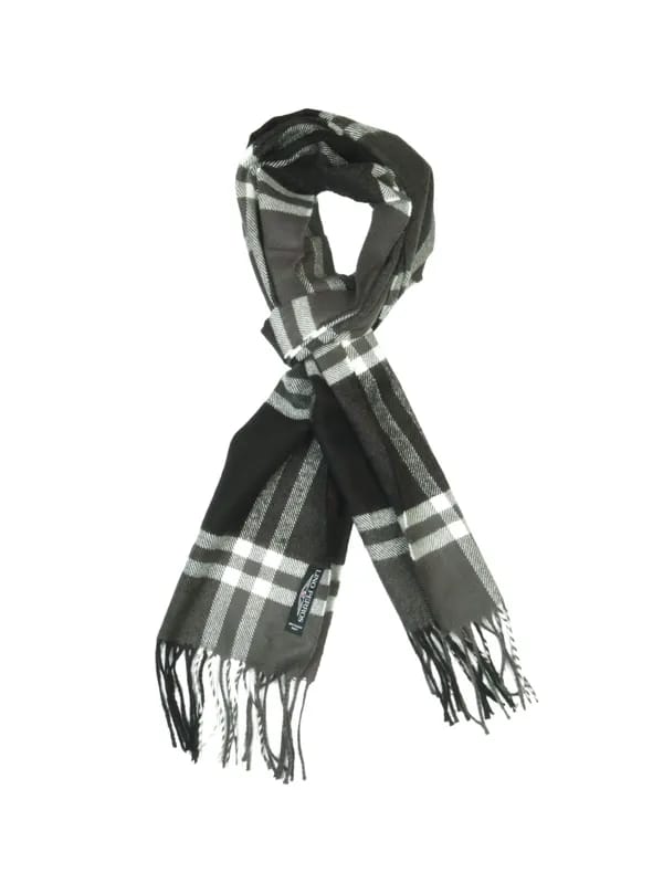 Lino Perros Men Black Check Scarf