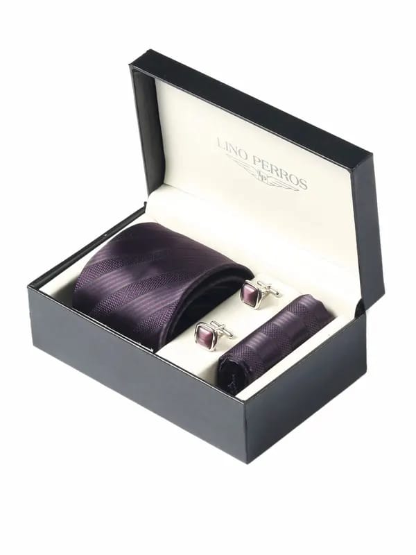 Lino Perros Men Formal Purple Accessory Gift Set