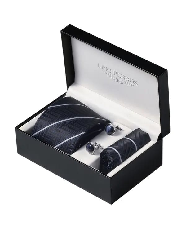 Lino Perros Men Formal Navy Blue Accessory Gift Set