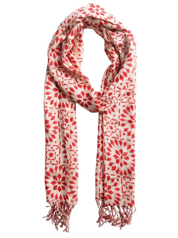 Femella Women Printed Red Scarf