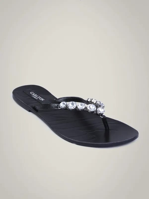 Carlton London Women Crystal Black Sandal