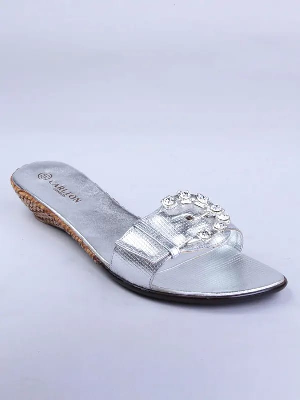 Carlton London Women Silver Wedge Sandal