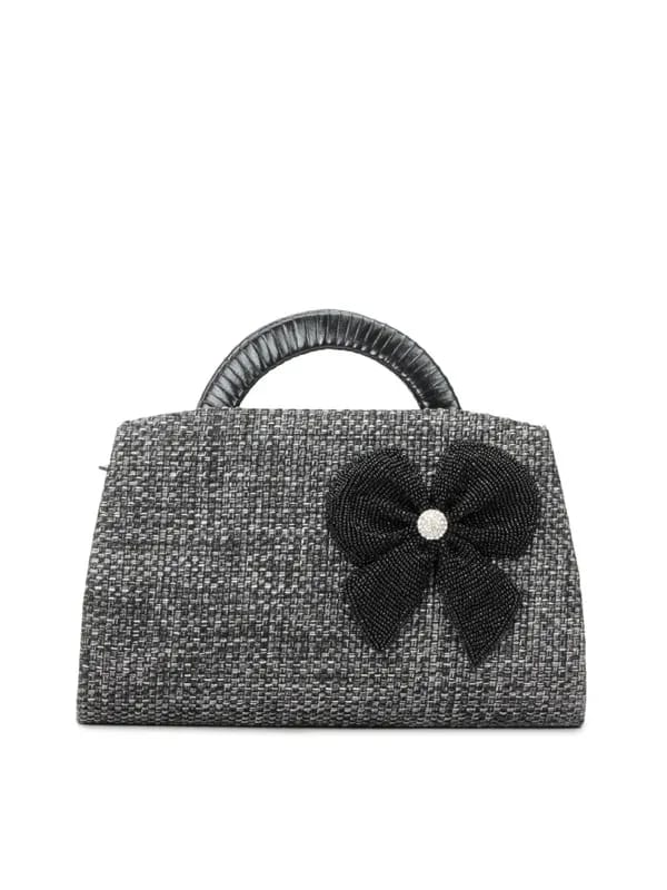 Spice Art Women Beaded Bow Black Handbag