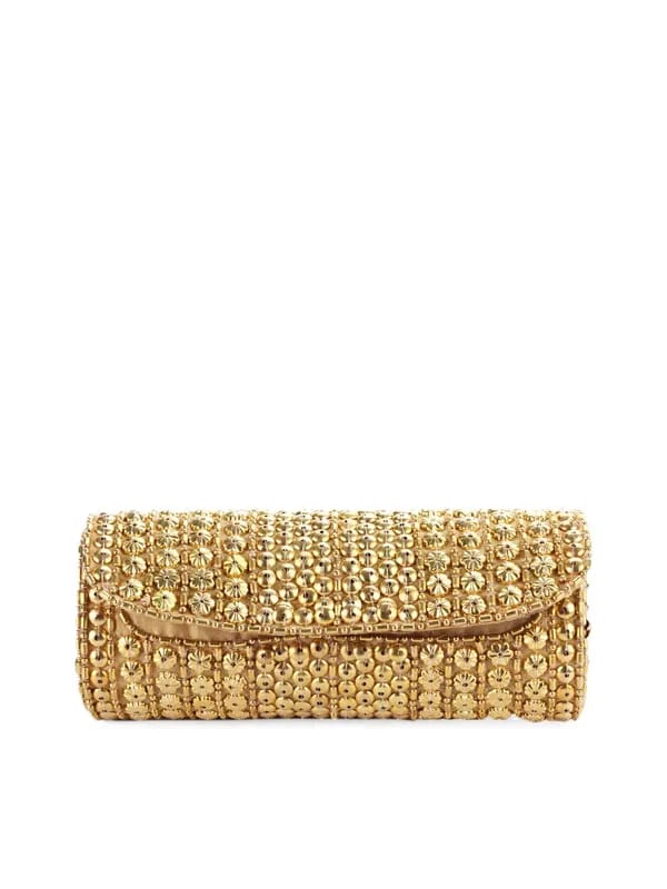 Spice Art Women Dholak Shaped Gold Clutch