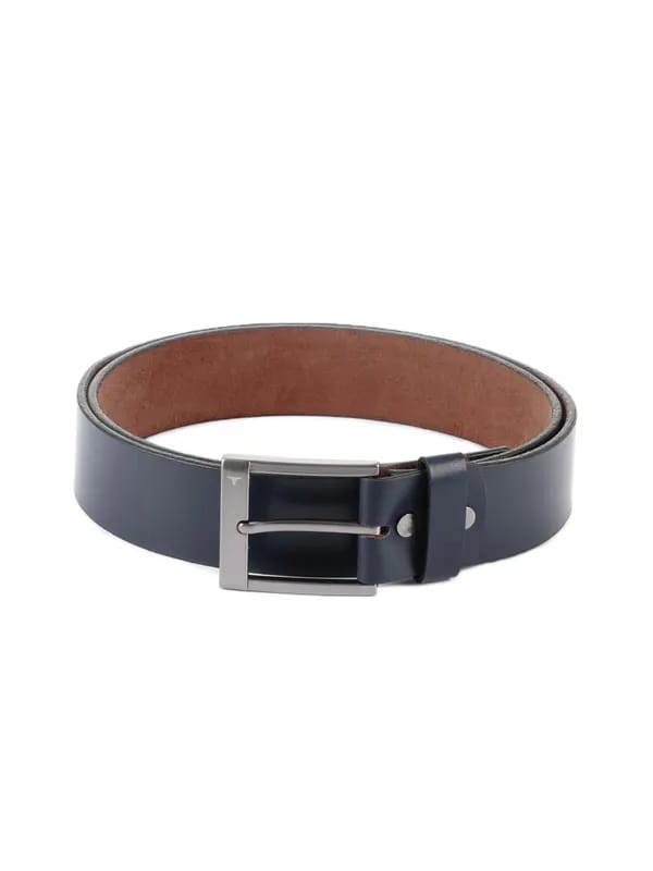 Bulchee Men Navy Blue Leather Belt