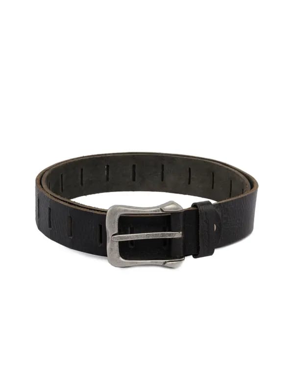 Peter England Men Leather Black Belt