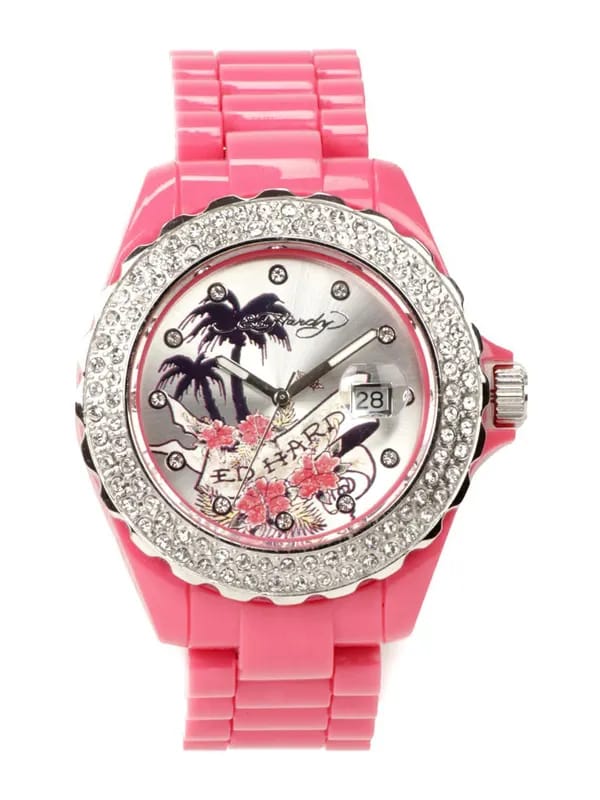 Ed Hardy Women Silver Dial Watch