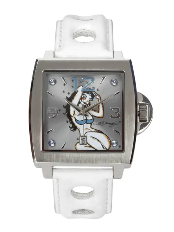 Ed Hardy Men Silver Dial Watch