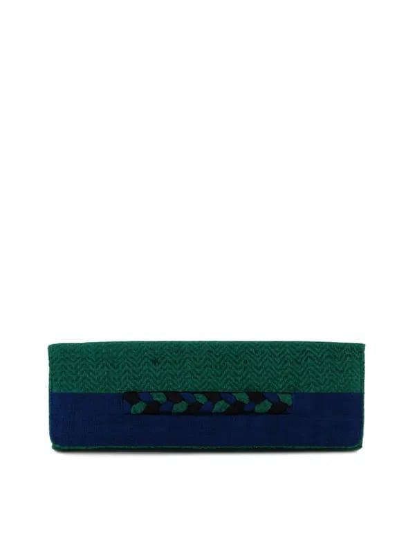 Fabindia Women Green Silk Clutch