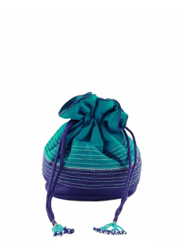 Fabindia Women Blue Silk Purse