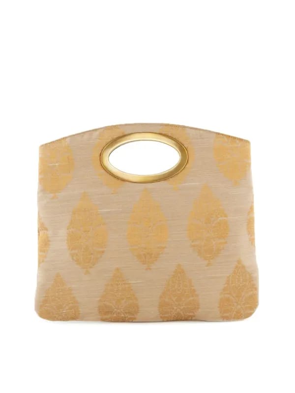 Fabindia Women Beige Silk Clutch