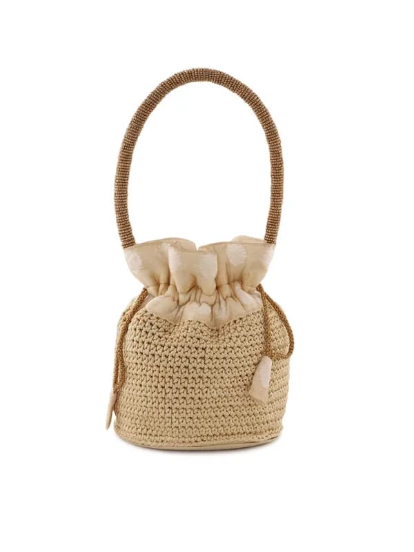 Fabindia Women Gold Crochet Purse