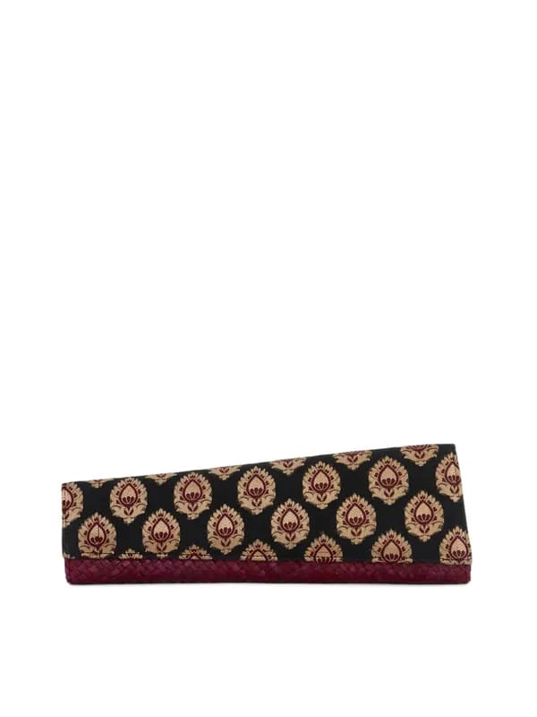Fabindia Women Maroon & Black Brocade Clutch