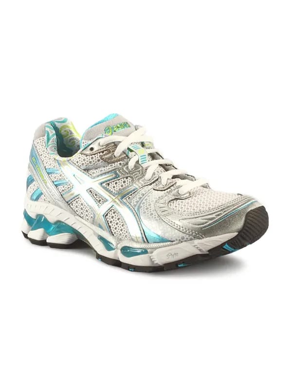 Asics Women Gel Kayano 17 White Silver Blue Shoe