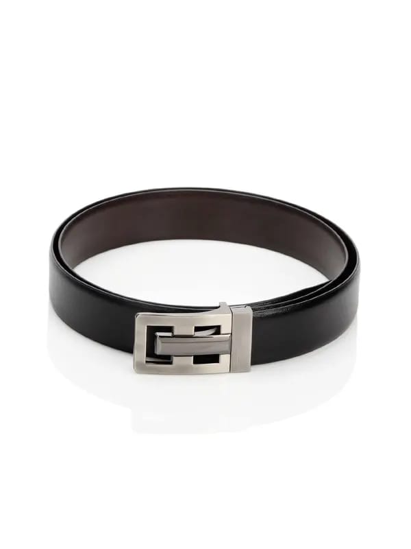 Turtle Men Reversible Leather Black Belt