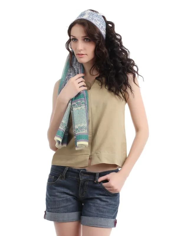 Fabindia Women Off White Printed Stole