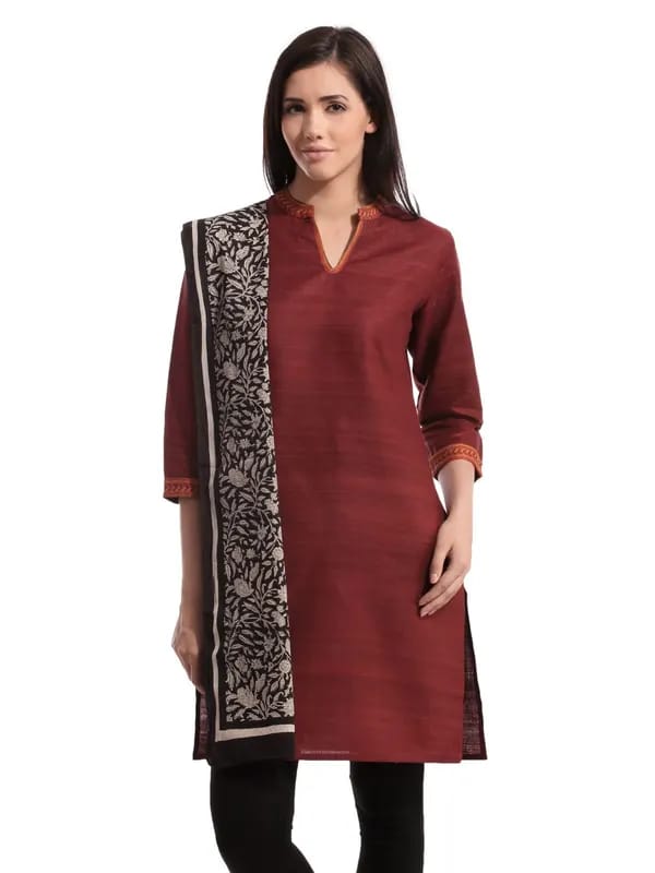 Fabindia Women Printed Black Stole