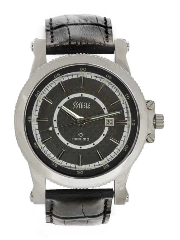 Maxima Men Black Ssteele Watch