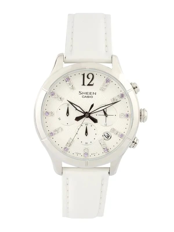 CASIO Sheen Women White Dial Chronograph Watch SX038 SHE-5020L-7ADR