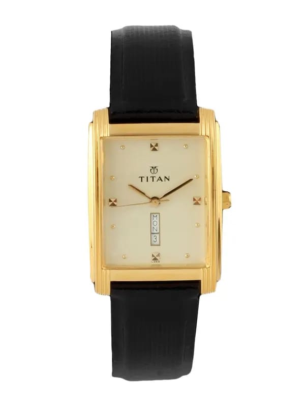 Titan Men Cream-Coloured Dial Watch NB1072YL06