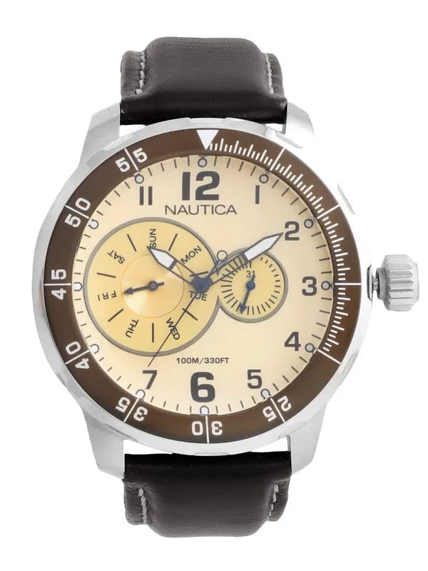 Nautica Men Beige Dial Chronograph Watch