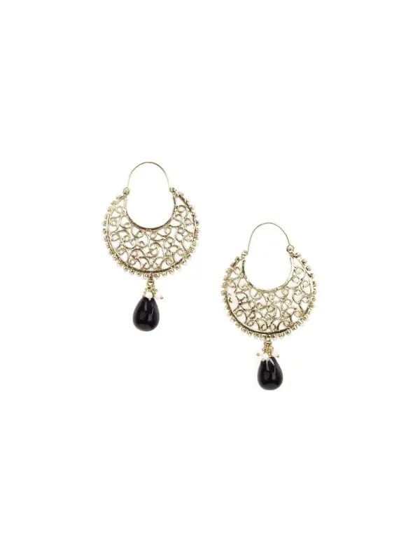 Royal Diadem Black Earrings