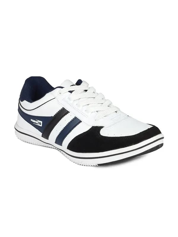 Force 10 Men White & Navy Blue Shoes