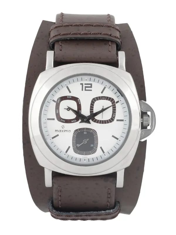 Maxima Men White Dial Analog Chronograph Watch